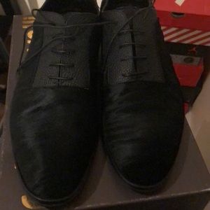 Roberto cavalli striped pony hair lace up